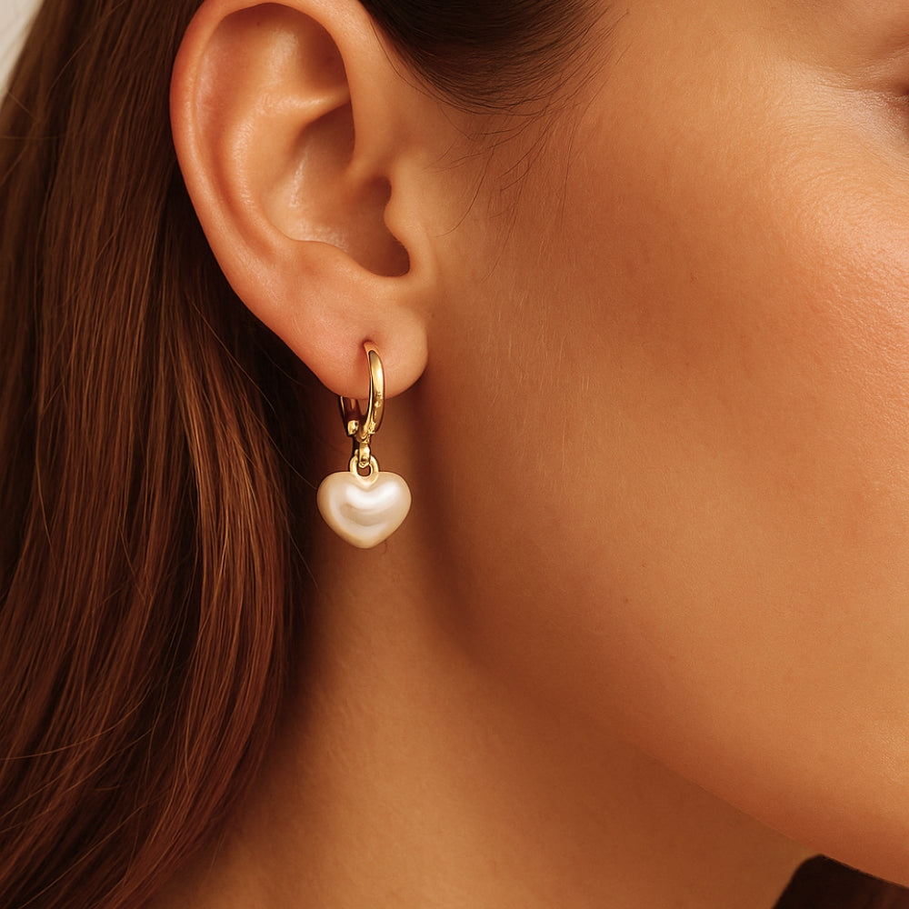 Pearl Heart Pendant Earrings