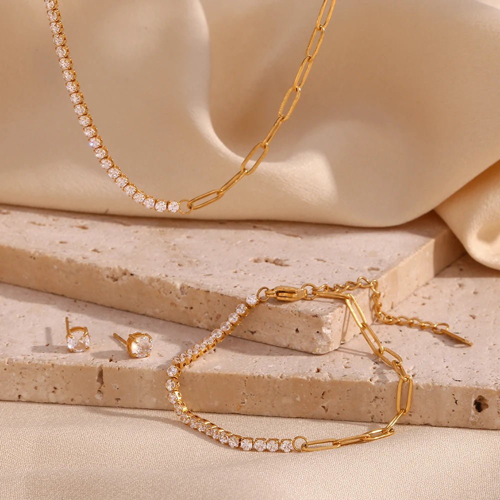 Alira Zircon Tennis Chain Necklace - Zafinne Jewelry