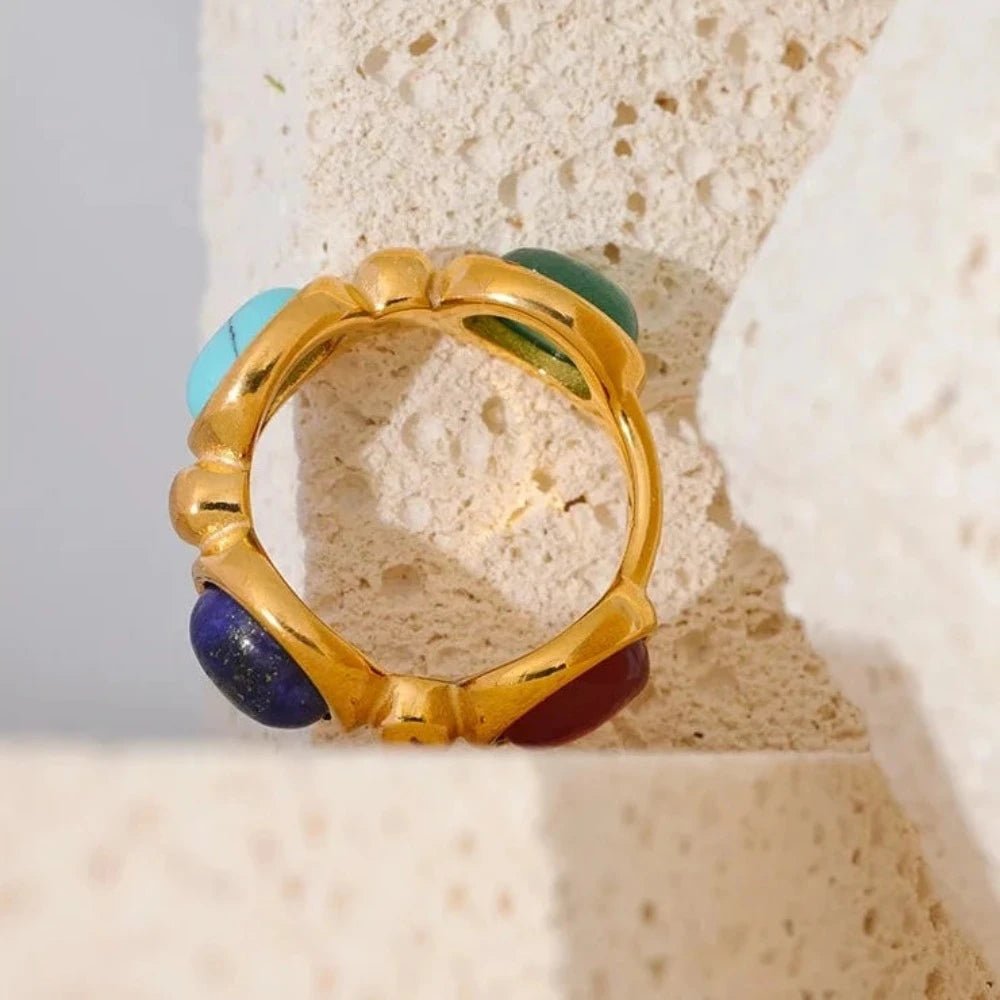 Colorful Natural Stone Agate Ring - Zafinne Jewelry