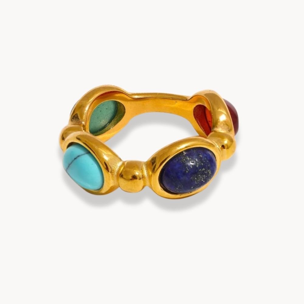 Colorful Natural Stone Agate Ring - Zafinne Jewelry