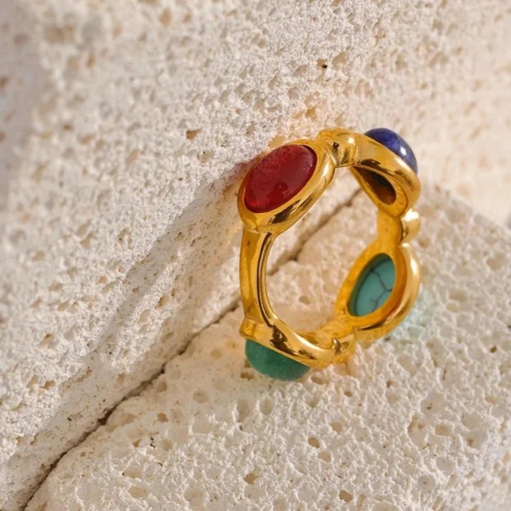 Colorful Natural Stone Agate Ring - Zafinne Jewelry
