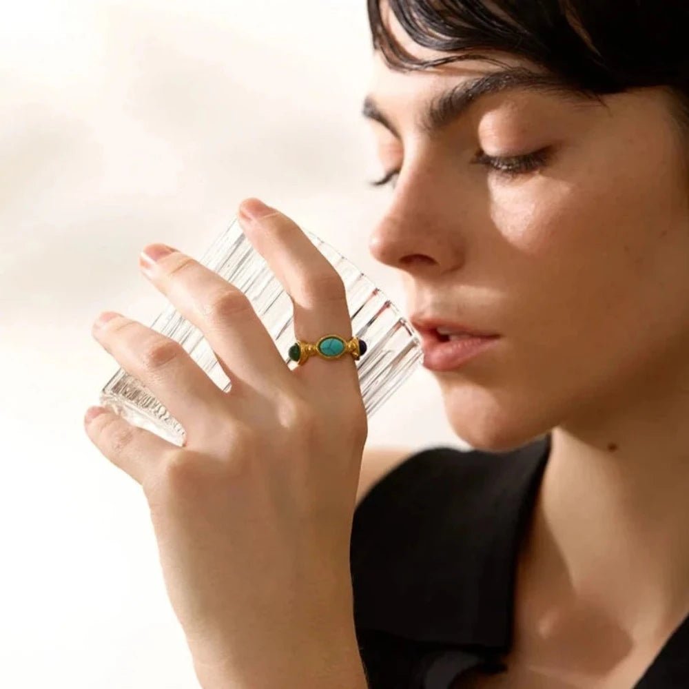 Colorful Natural Stone Agate Ring - Zafinne Jewelry