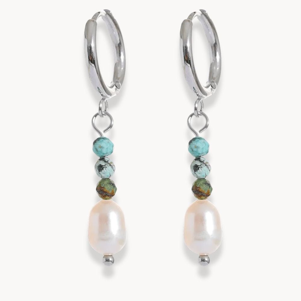 Freshwater Pearl Drop Hoop Earrings - Zafinne Jewelry