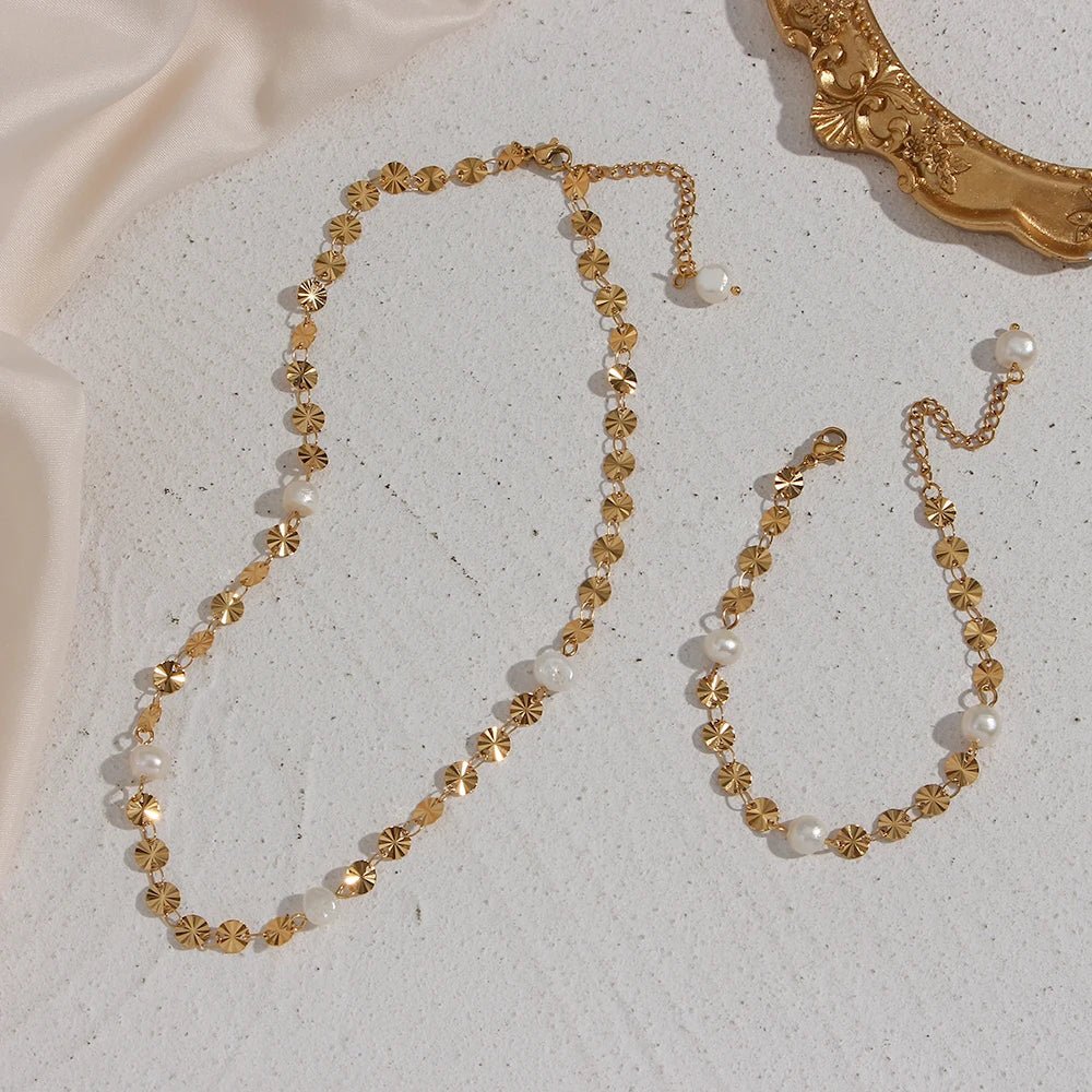 Freshwater Pearl Flower Sequins Bracelet - Zafinne Jewelry