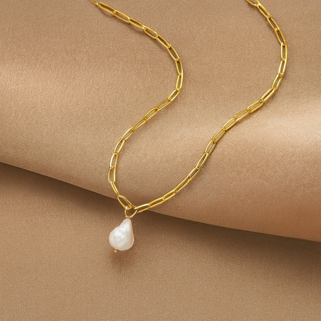 Freshwater Pearl Pendant Chain Necklace - Zafinne Jewelry