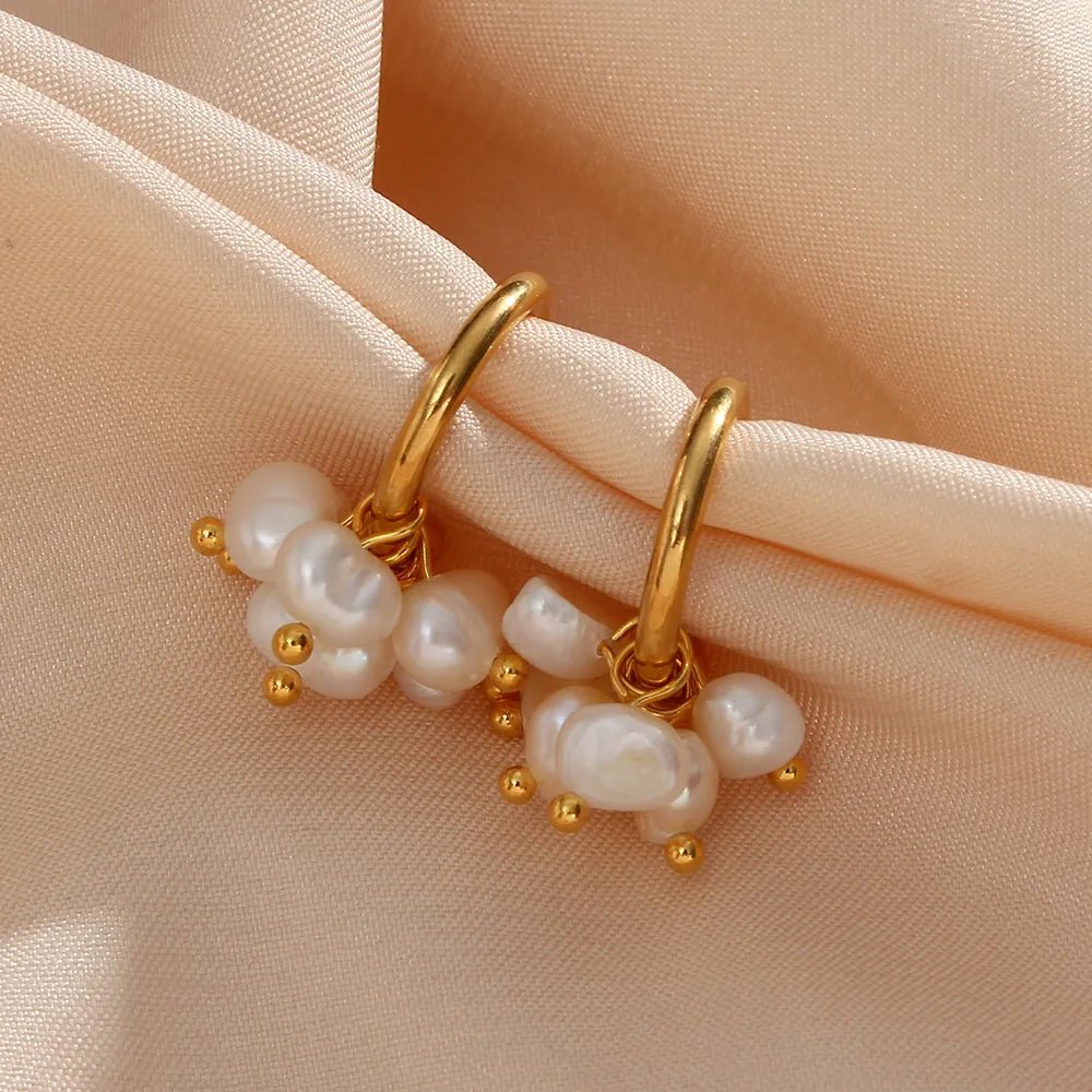 Freshwater Pearl Pendant Hoop Earrings - Zafinne Jewelry