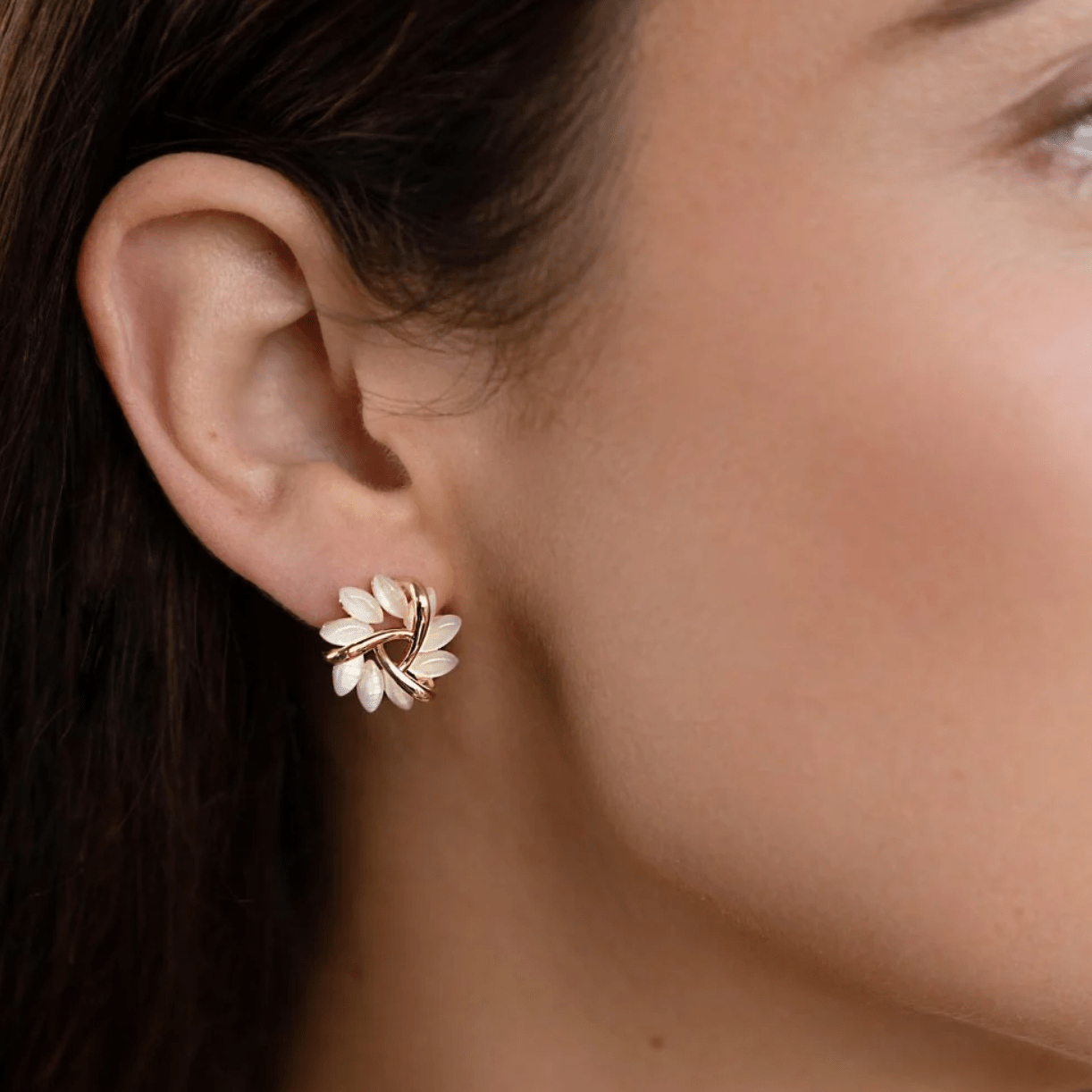 Gold Earrings Opal Petals - Zafinne Jewelry