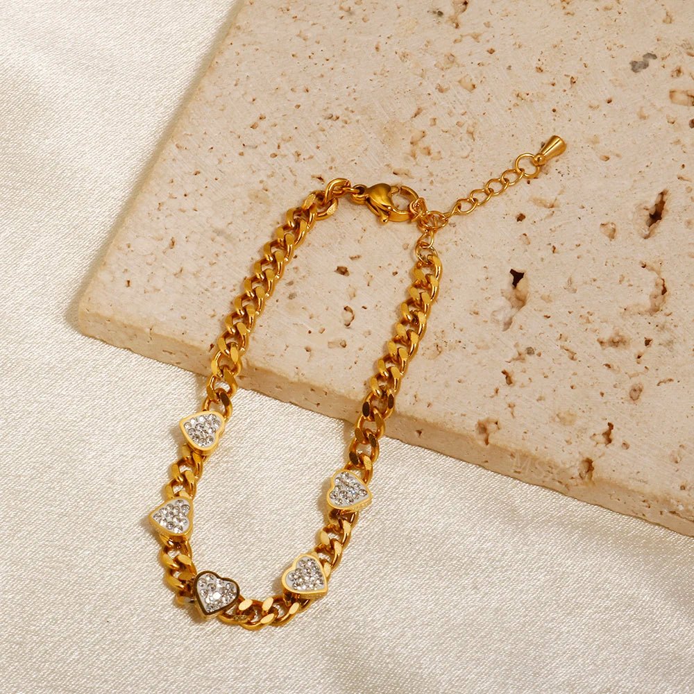 Heart Crystal Bracelet - Zafinne Jewelry