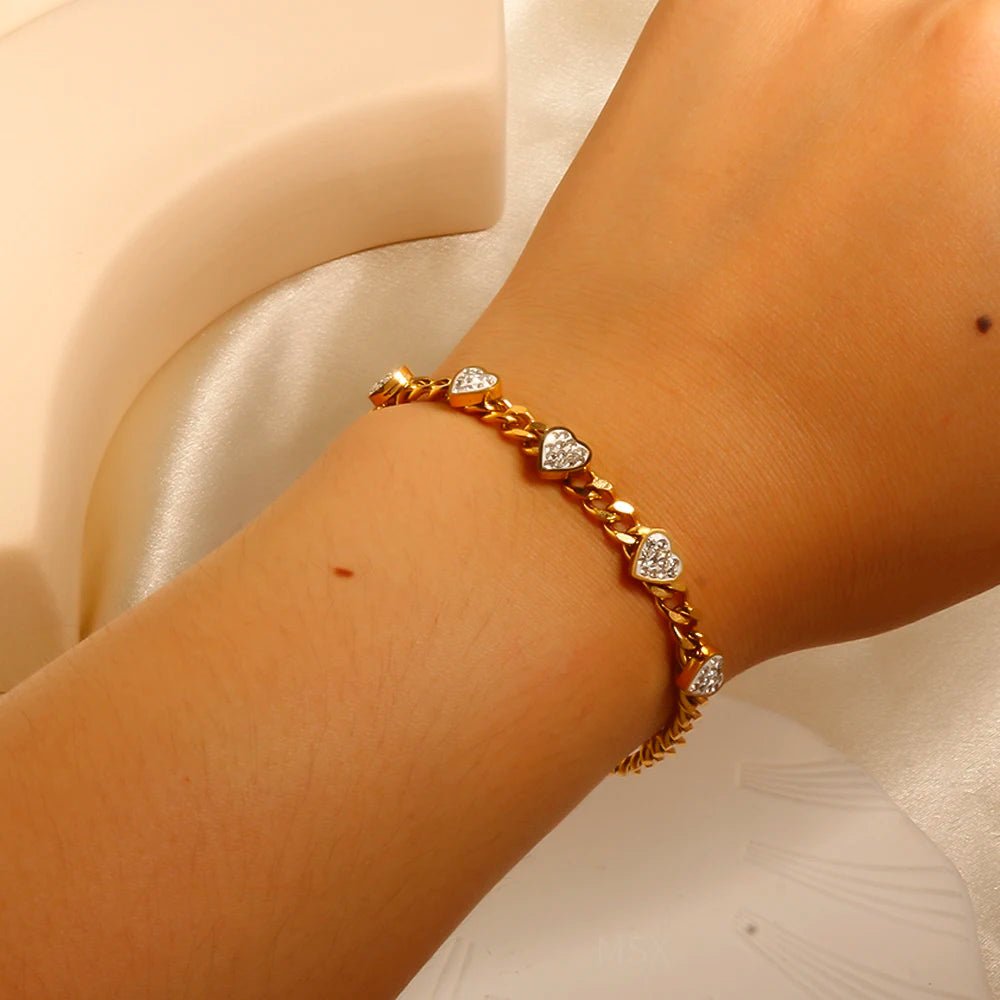 Heart Crystal Bracelet - Zafinne Jewelry