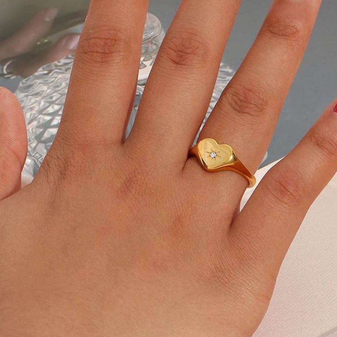 Heart North Star Ring - Zafinne Jewelry
