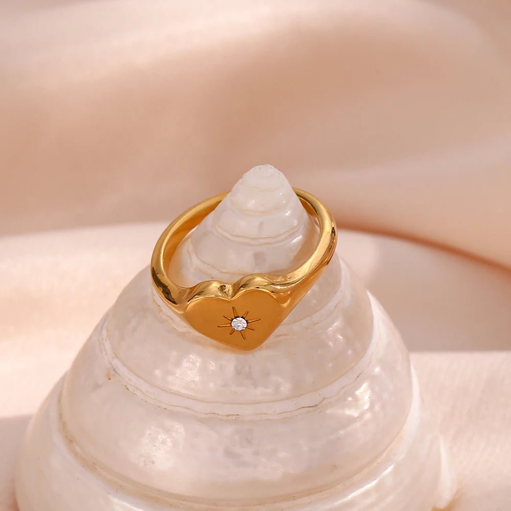 Heart North Star Ring - Zafinne Jewelry