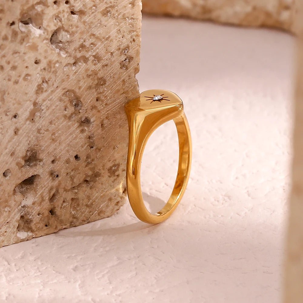 Heart North Star Ring - Zafinne Jewelry