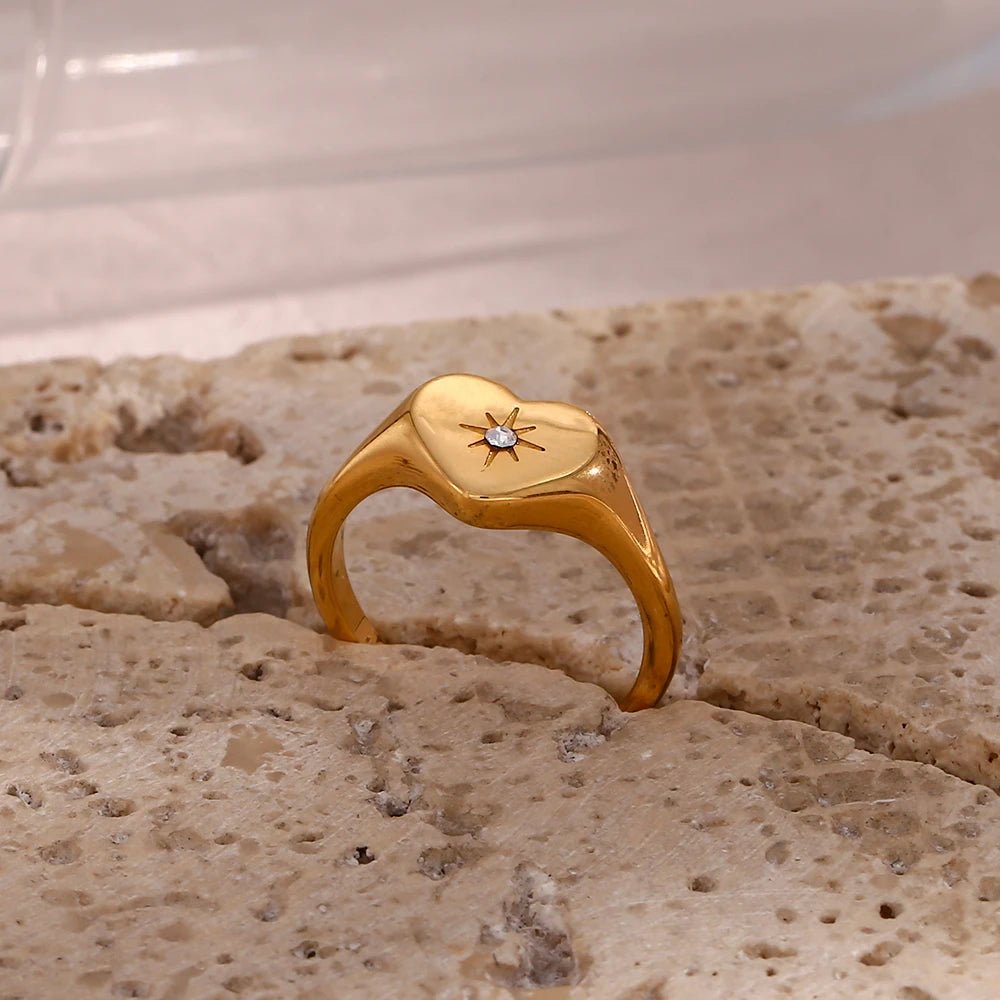 Heart North Star Ring - Zafinne Jewelry