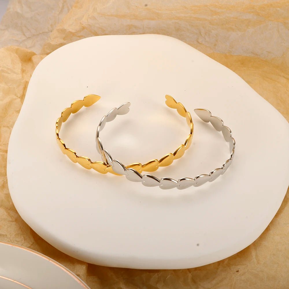 Hearts Bangle Bracelet - Zafinne Jewelry