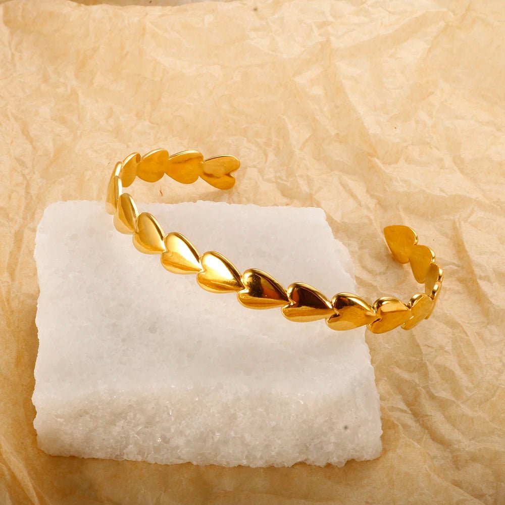 Hearts Bangle Bracelet - Zafinne Jewelry
