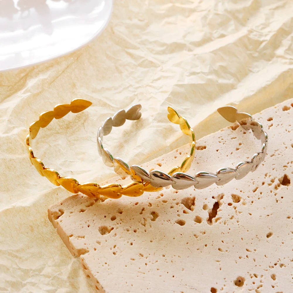 Hearts Bangle Bracelet - Zafinne Jewelry
