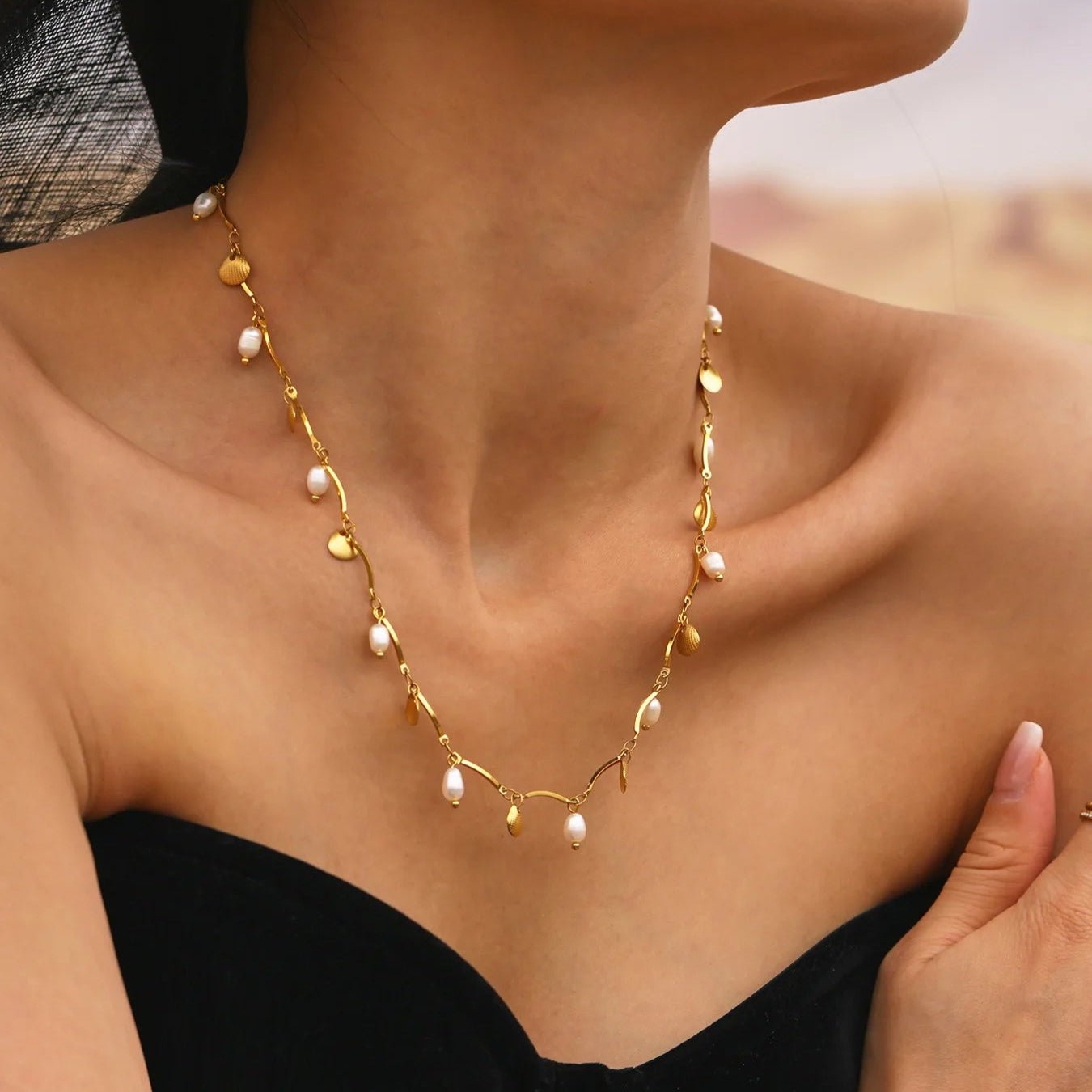 Isla Freshwater Pearl Charm Necklace - Zafinne Jewelry