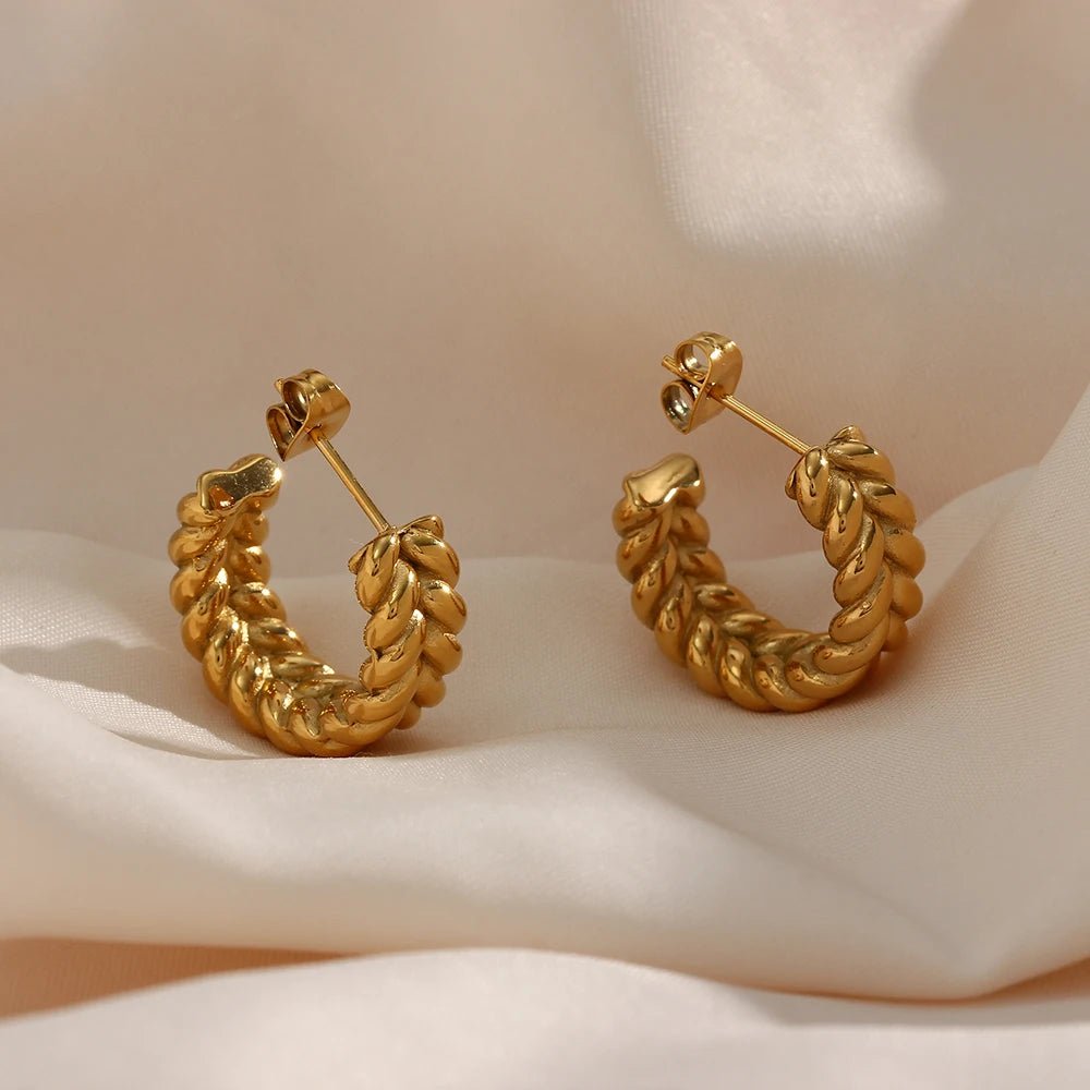 Leaf Hoop Earrings - Zafinne Jewelry