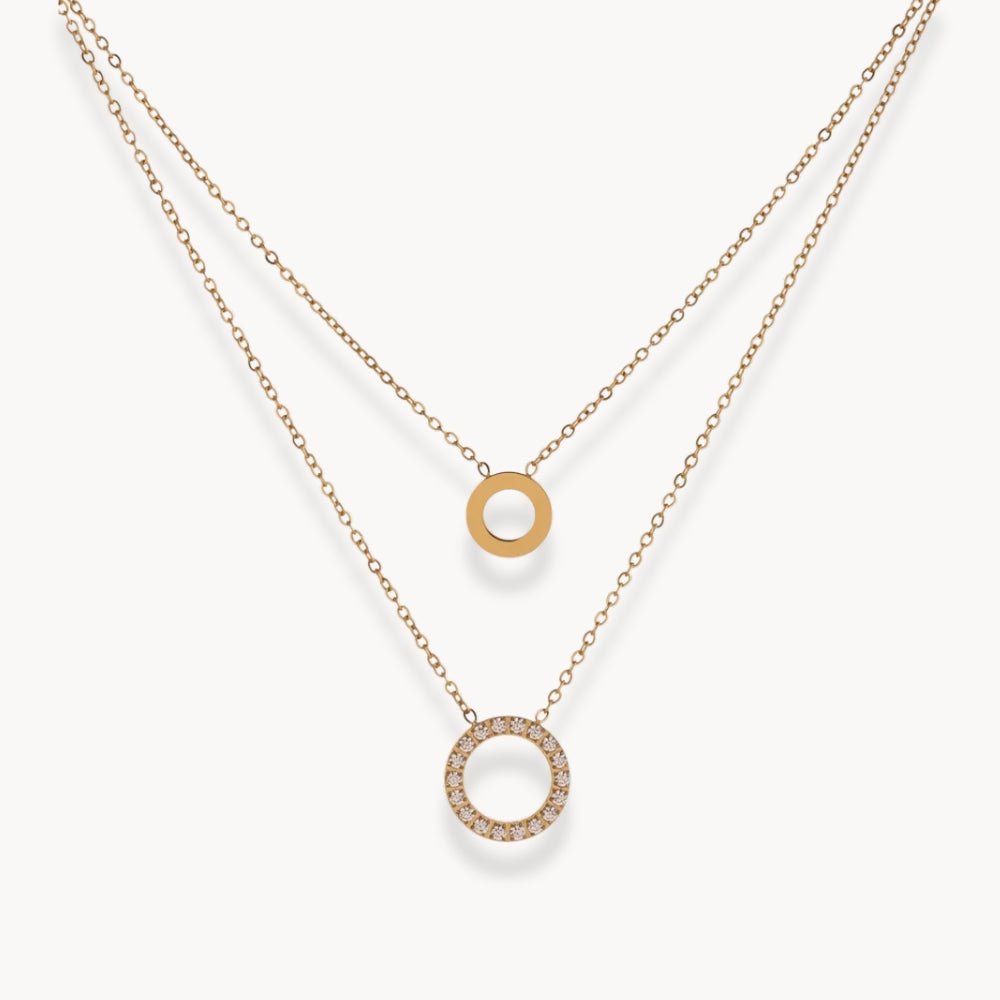 Liora Double Circle Layered Necklace - Zafinne Jewelry
