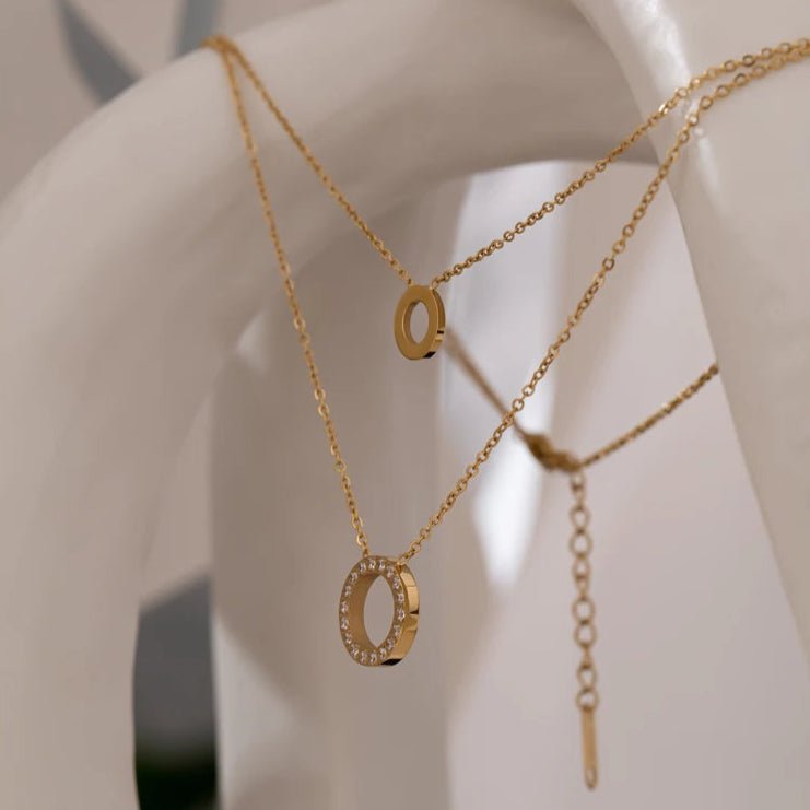 Liora Double Circle Layered Necklace - Zafinne Jewelry