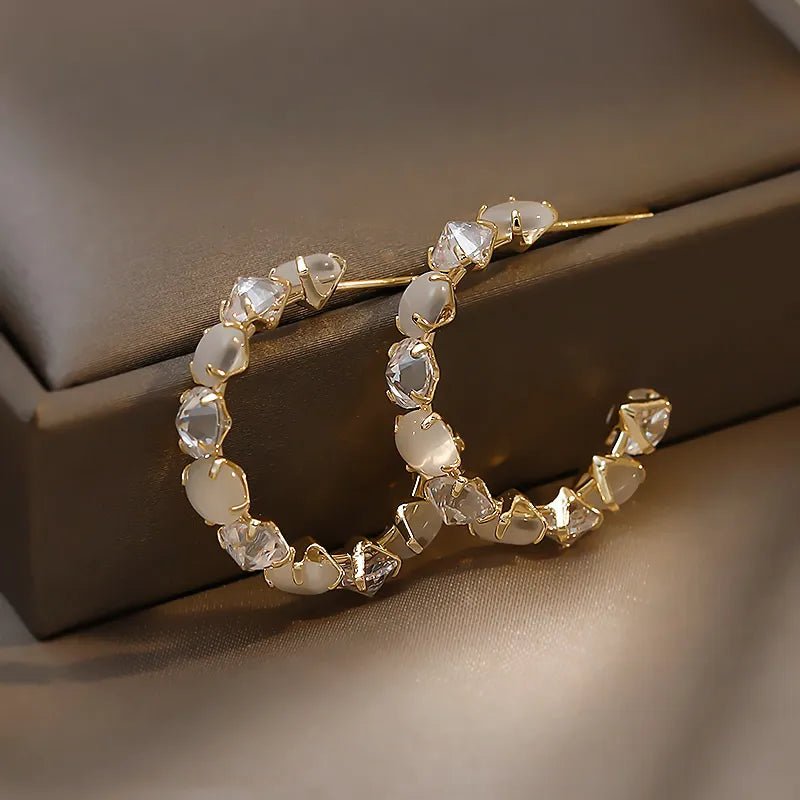 Luxury Opals Hoop Earrings - Zafinne Jewelry