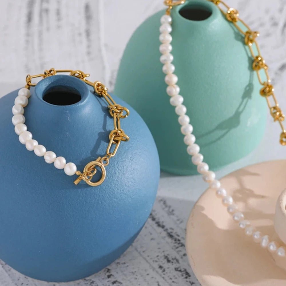 Natural Pearls Chain Bracelet - Zafinne Jewelry