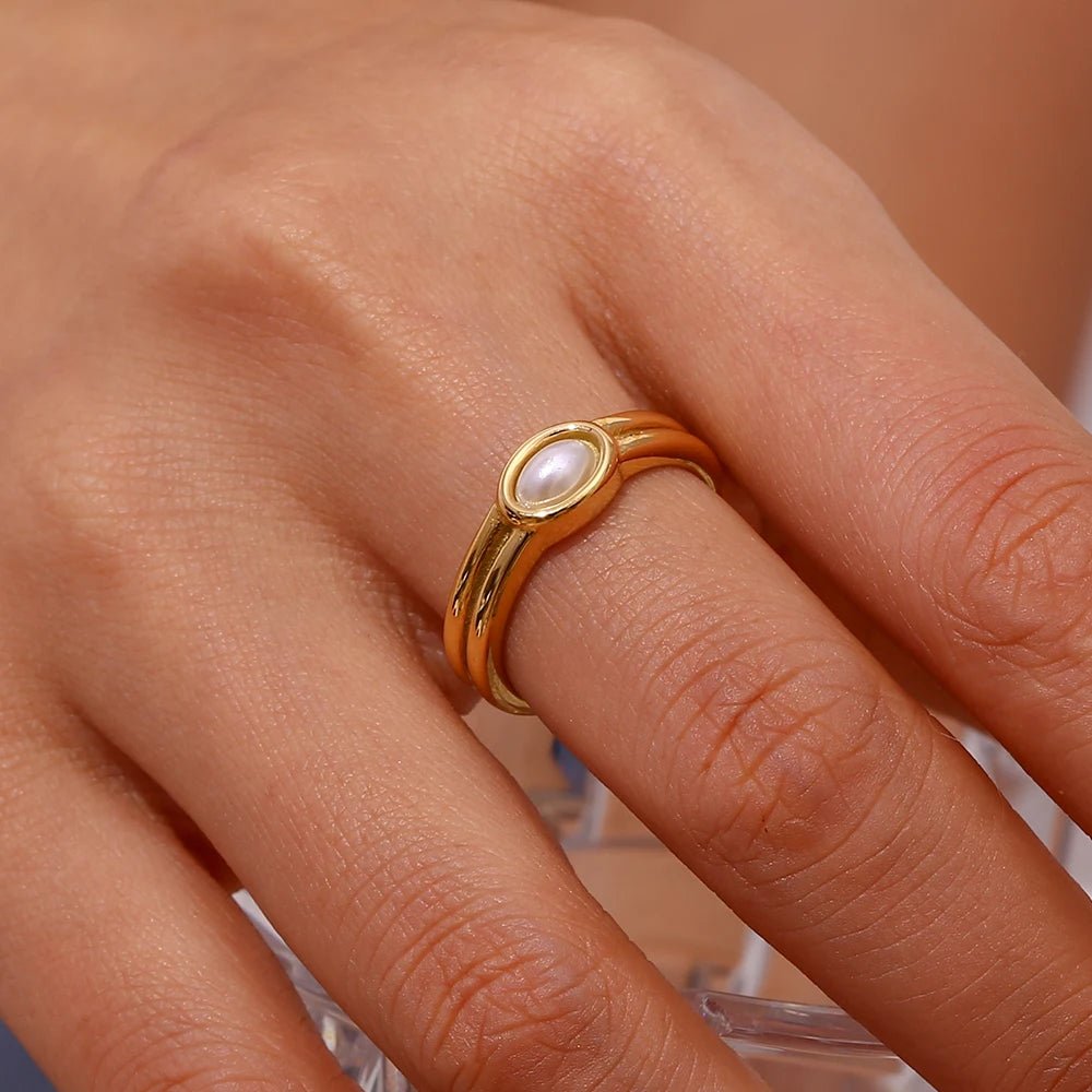 Oval Natural Stone Vintage Ring - Zafinne Jewelry