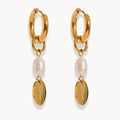 Pearl Charm Flower Drop Earrings - Zafinne Jewelry