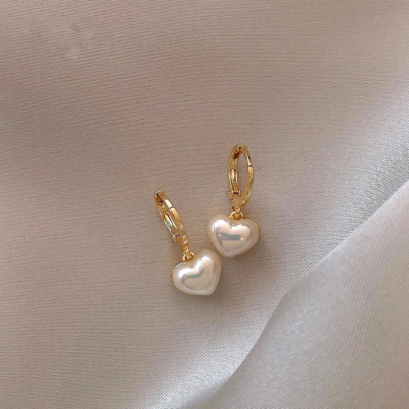 Pearl Heart Pendant Earrings - Zafinne Jewelry
