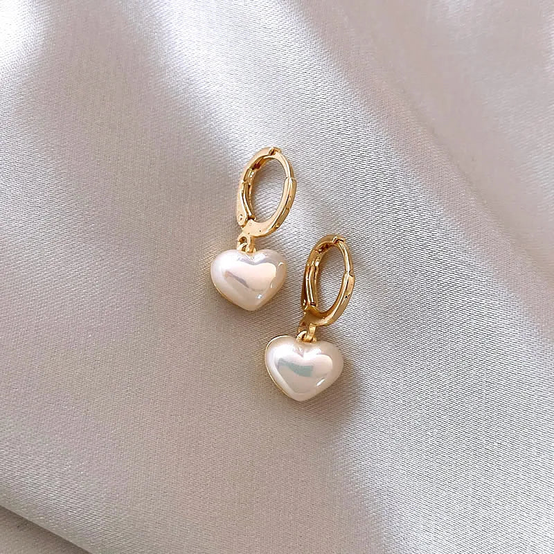 Pearl Heart Pendant Earrings - Zafinne Jewelry