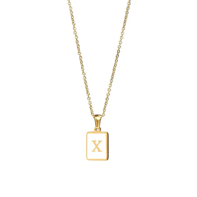 Pearl Shell Initial Letter Necklace - Zafinne Jewelry