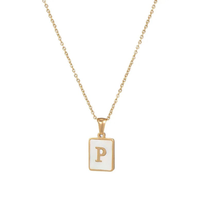Pearl Shell Initial Letter Necklace - Zafinne Jewelry