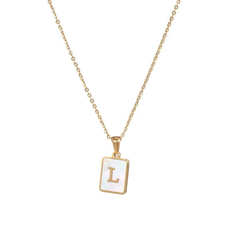 Pearl Shell Initial Letter Necklace - Zafinne Jewelry
