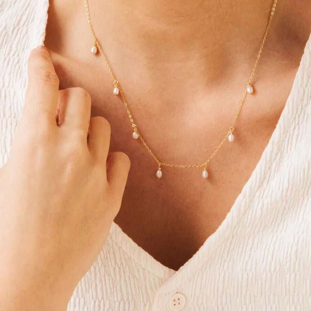 Pearls Pendant Chain Necklace - Zafinne Jewelry
