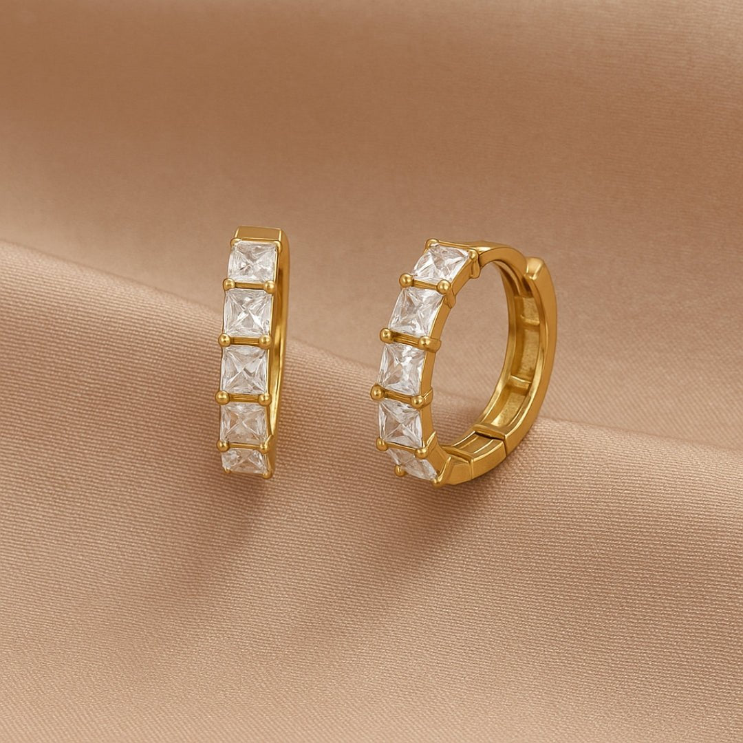 Riviera Square - Cut Hoop Earrings - Zafinne Jewelry