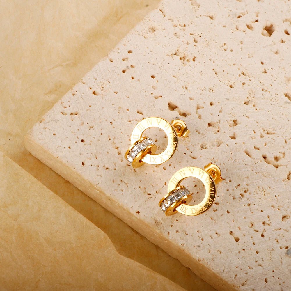 Roman Numerals Earrings - Zafinne Jewelry