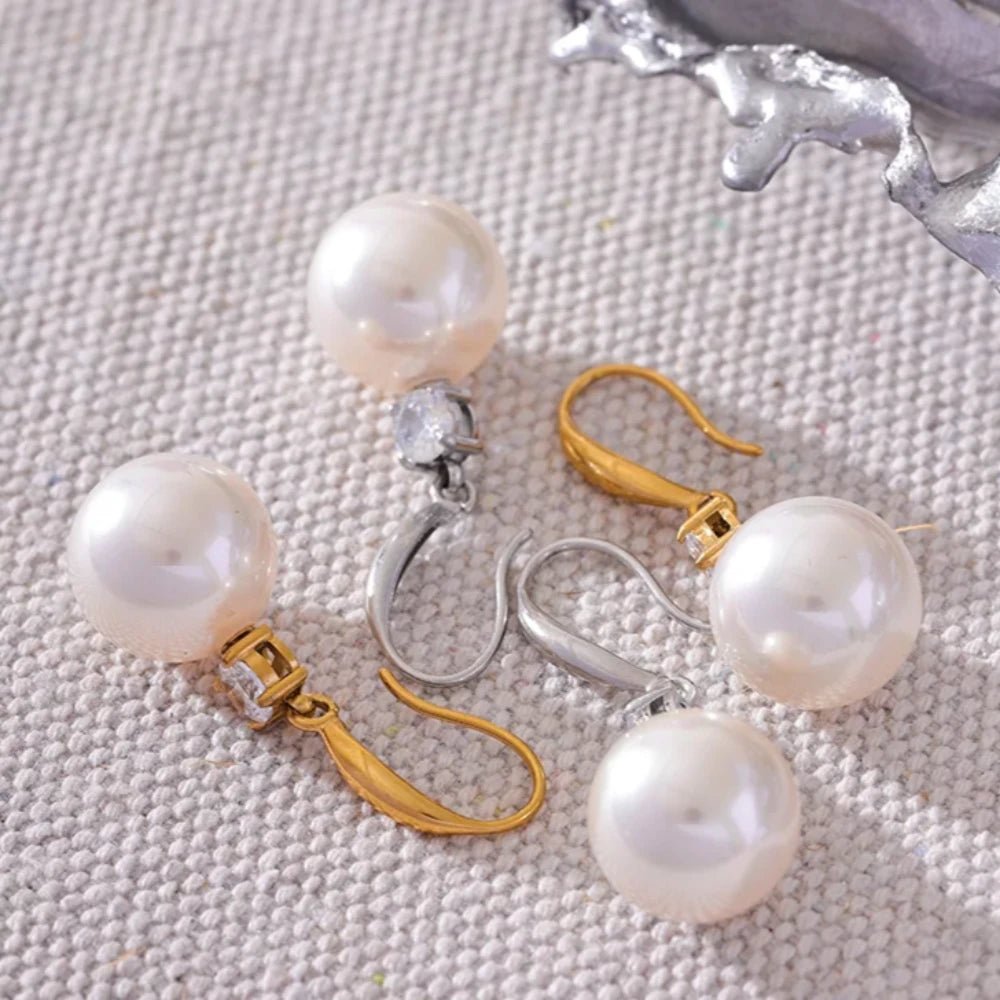 Round Pearls Drop Earrings - Zafinne Jewelry