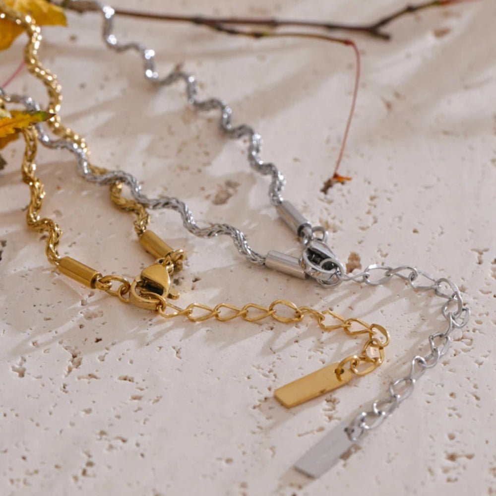 Sierra Textured Wave Chain Bracelet - Zafinne Jewelry