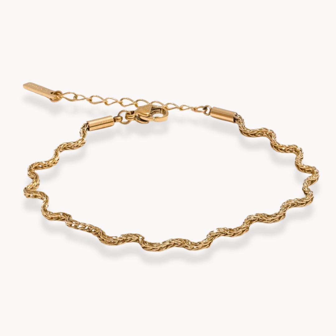 Sierra Textured Wave Chain Bracelet - Zafinne Jewelry