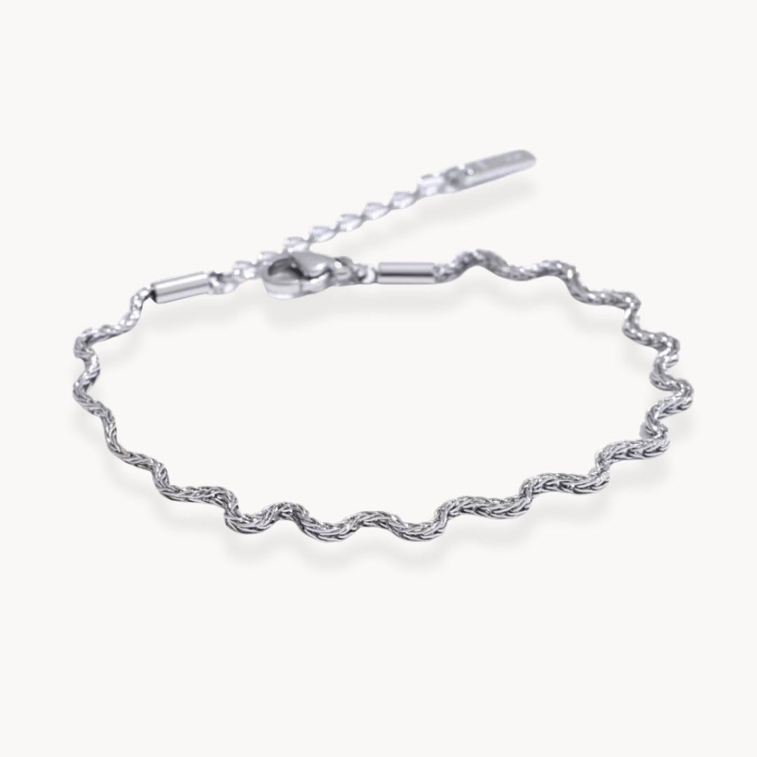 Sierra Textured Wave Chain Bracelet - Zafinne Jewelry