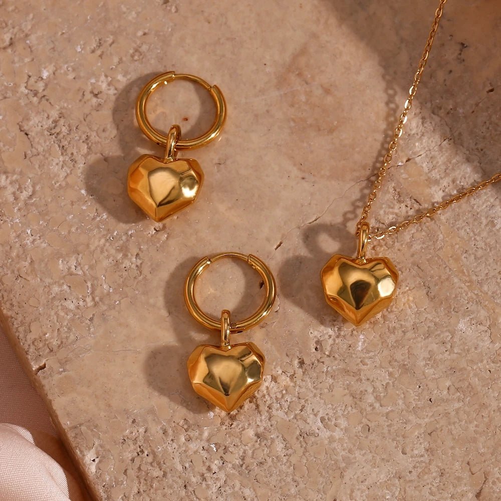 Solid Cutted Heart Charm Necklace - Zafinne Jewelry
