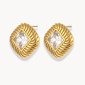 Square Texture Zircon Stone Earrings - Zafinne Jewelry