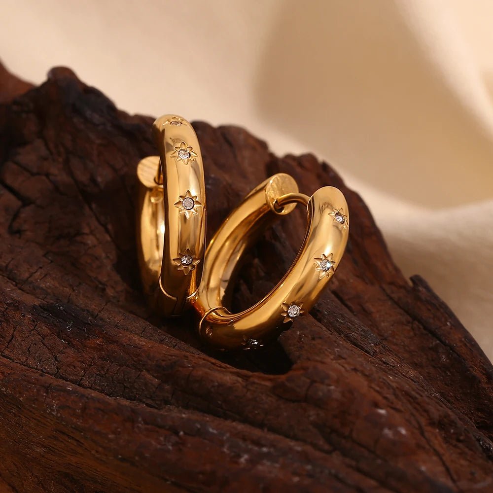 Stars Hoop Earrings - Zafinne Jewelry