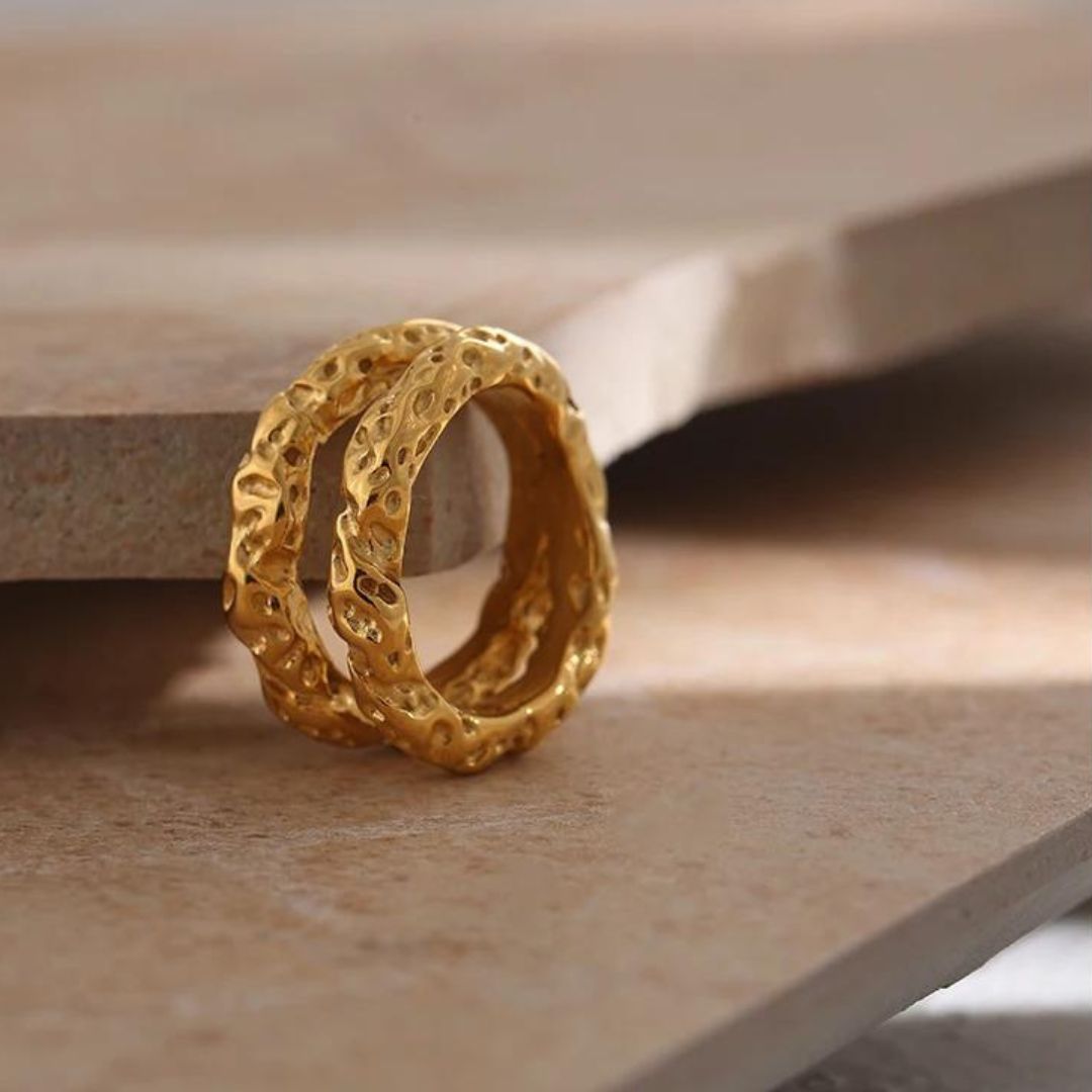 Textured Double Ring - Zafinne Jewelry
