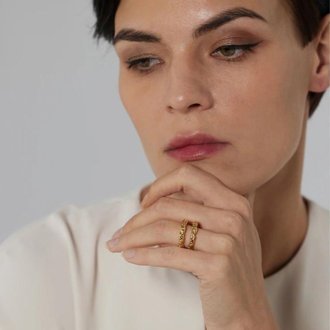 Textured Double Ring - Zafinne Jewelry