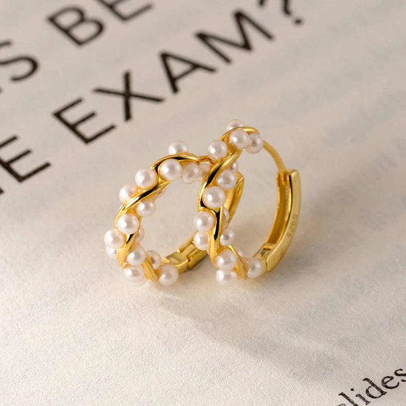Twisted Pearl Hoop Earrings - Zafinne Jewelry