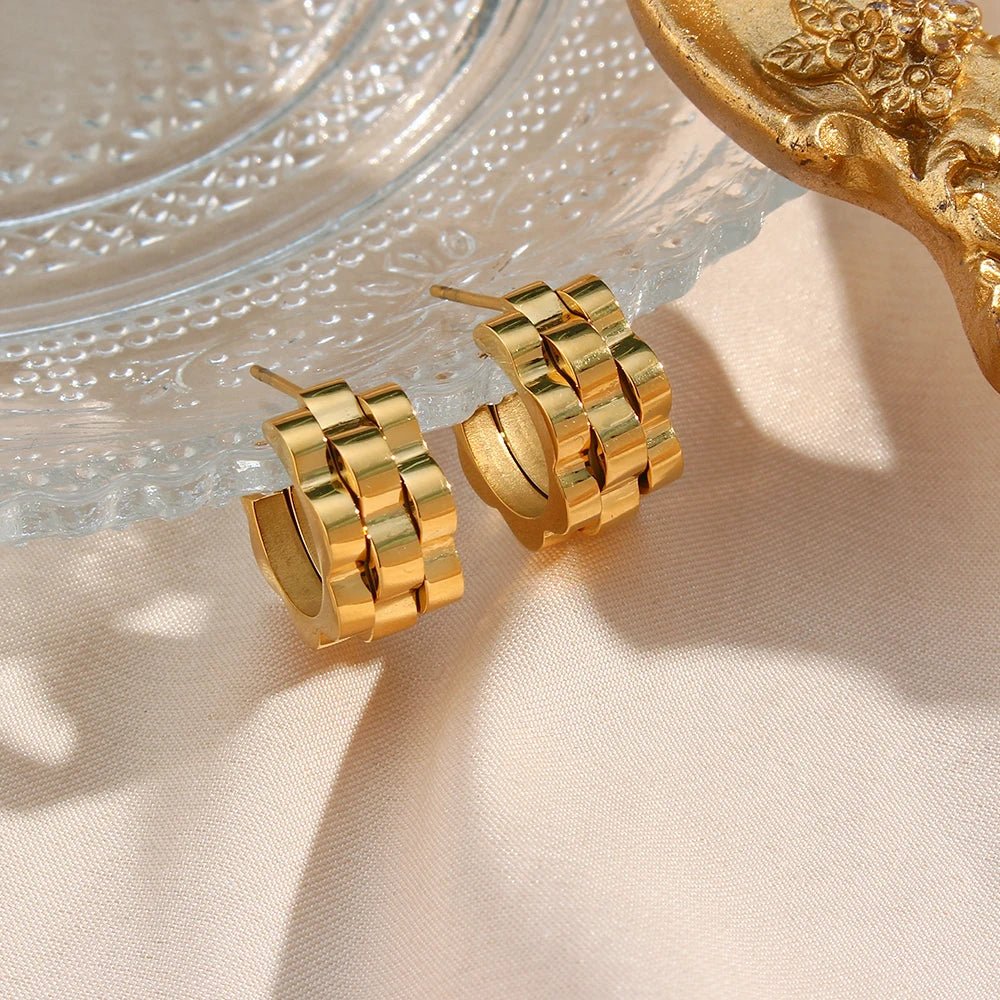 Watchband Hoop Earrings - Zafinne Jewelry