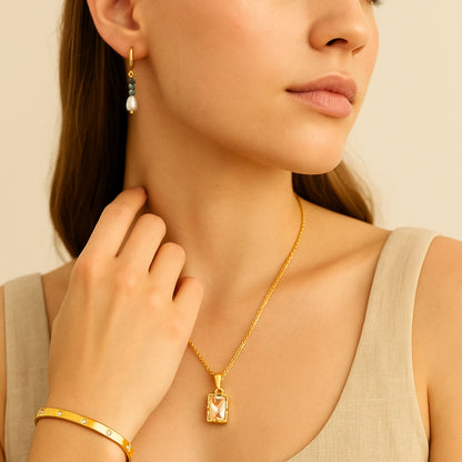 Freshwater Pearl Drop Hoop Earrings