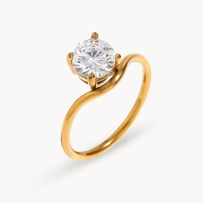 Alina Solitaire Twist Ring - Zafinne Jewelry
