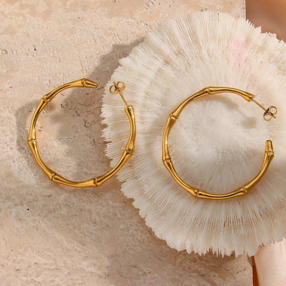Bamboo Hoop Earrings - Zafinne Jewelry